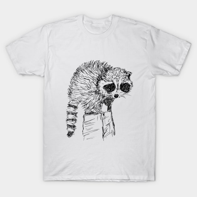Raccoon Sketch T-Shirt by LauraKatMax